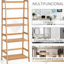 Estantería Homcom diseño escalera 4 niveles bambú 120x48x31,5 cm