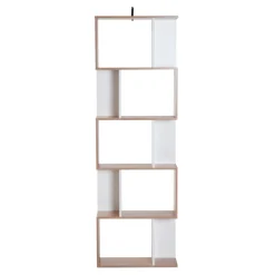 Estantería Homcom en forma de S natural/blanco 184,5x60x24 cm
