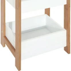 Estantería Huby Homcom 3 estantes blanco/natural 74x27,5x20,8 cm