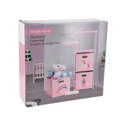 Estantería infantil 3 cajas de tela 102x35x35 cm