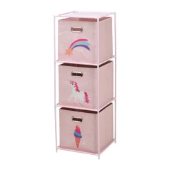 Estantería infantil 3 cajas de tela 102x35x35 cm