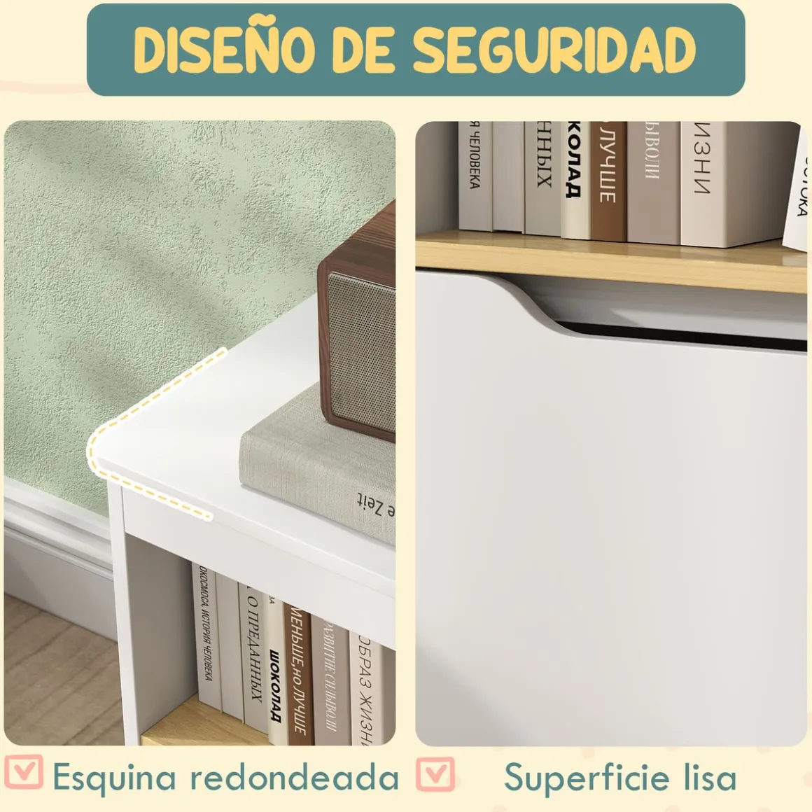 Estantería infantil Cilantro Aiyaplay compartimento + 2 cajones +3A blanco 45x80x30 cm