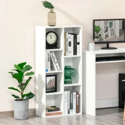 Estantería Kalma Homcom 7 compartimentos blanco 106x50x24 cm