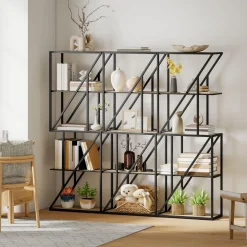 Estantería Kiva Homcom 5 niveles negro/natural 165x60x30 cm