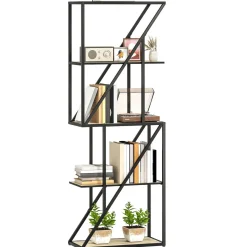 Estantería Kiva Homcom 5 niveles negro/natural 165x60x30 cm