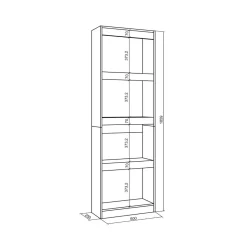 Estantería Kroma 4 niveles negro/madera 185,9x60x25 cm