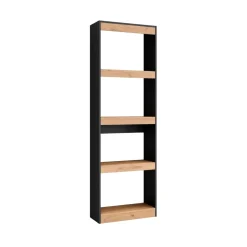 Estantería Kroma 4 niveles negro/madera 185,9x60x25 cm