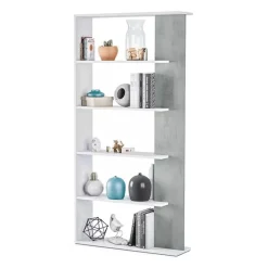 Estantería Loras 5 niveles blanco/cemento 180x90x25 cm - Separador de ambientes