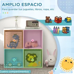Estantería Napuka Homcom 4 módulos blanco 61,8x61,8x29,9 cm