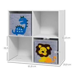 Estantería Napuka Homcom 4 módulos blanco 61,8x61,8x29,9 cm