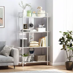 Estantería Ornalux Homcom 4 niveles blanco 160,5x100x35 cm