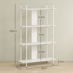 Estantería Ornalux Homcom 4 niveles blanco 160,5x100x35 cm