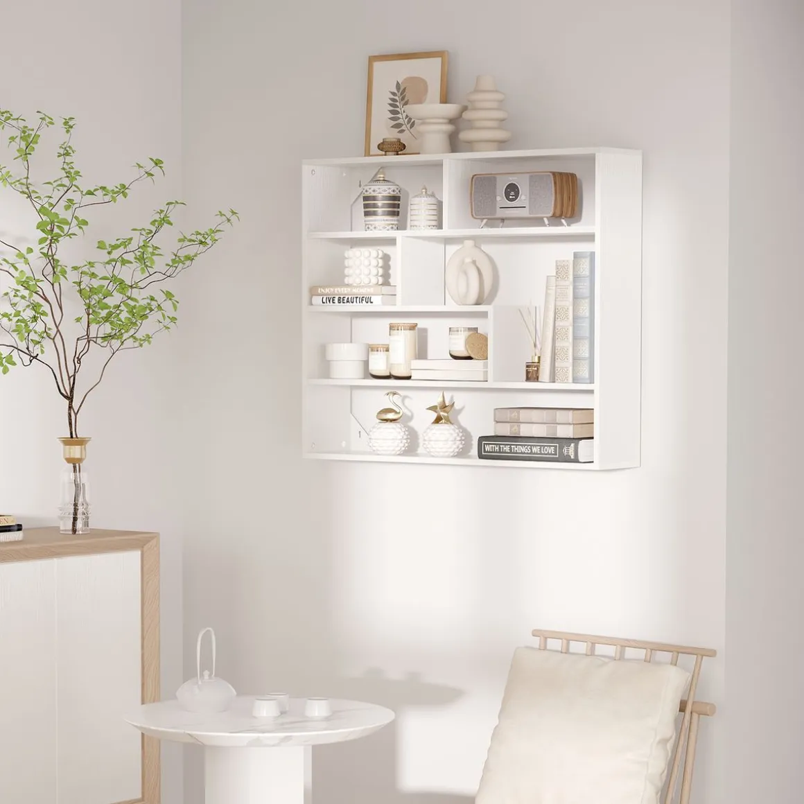 Estantería Rovi Homcom 7 compartimentos blanco 80x94x19,5 cm