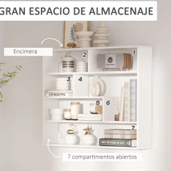 Estantería Rovi Homcom 7 compartimentos blanco 80x94x19,5 cm