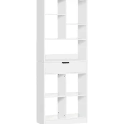 Estantería Ruiseñor Homcom 9 compartimentos + 1 cajón blanco 158x60x26 cm