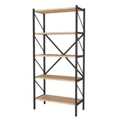 Estantería Safir 5 estantes natural/negro 160x66x34 cm