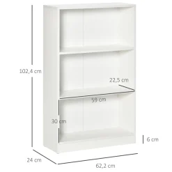 Estantería Sample Homcom 3 compartimentos blanco 102,4x62,2x24 cm