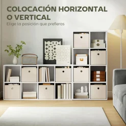Estantería Shiro Homcom 8 compartimentos con 4 cajones blanco 53,7x105,9x30 cm