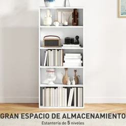 Estantería Thestrals Homcom 5 niveles blanco 80x60x24 cm