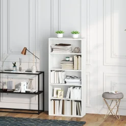Estantería Thestrals Homcom 5 niveles blanco 80x60x24 cm