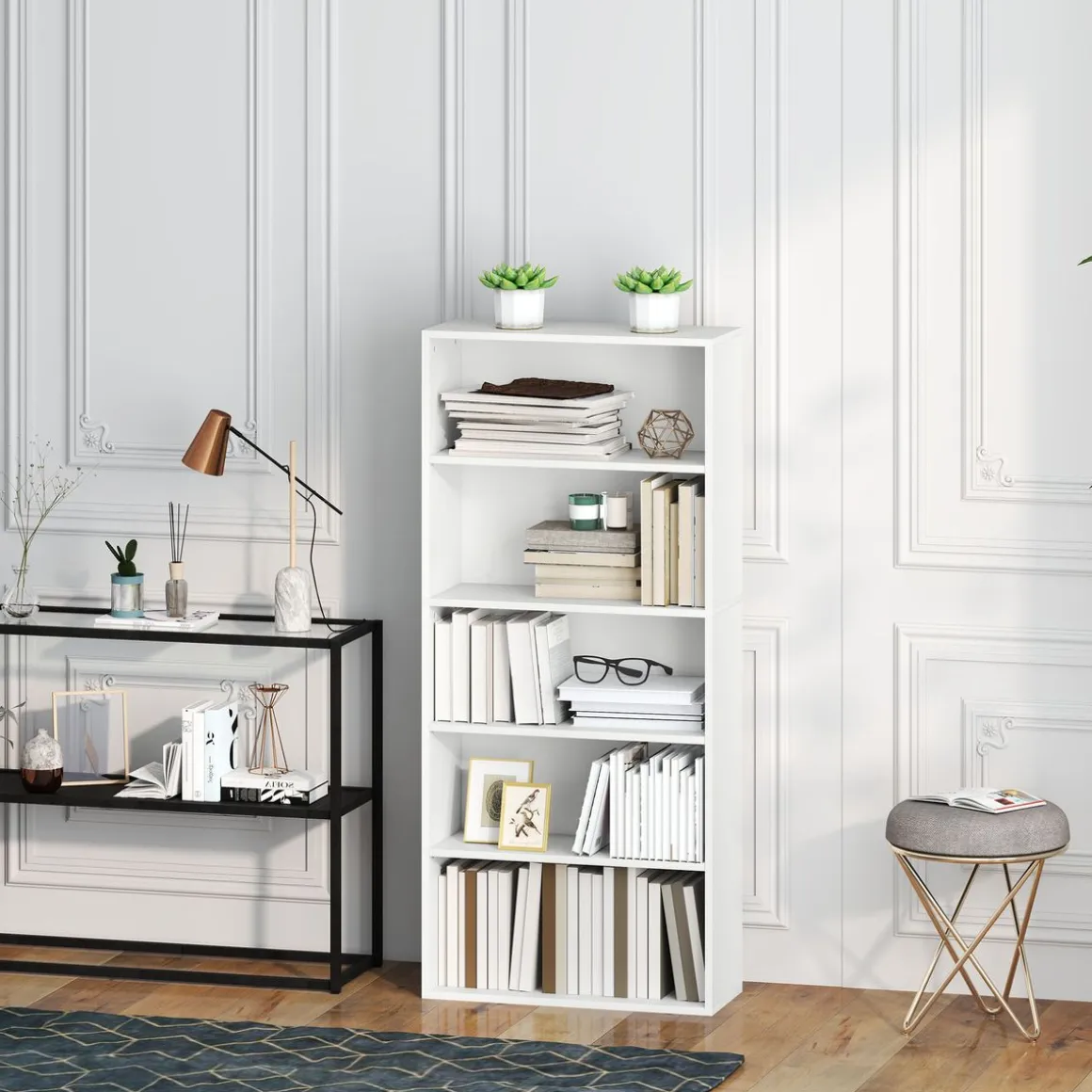 Estantería Thestrals Homcom 5 niveles blanco 80x60x24 cm