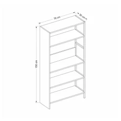 Estantería Tiran Bookcase 4 estantes roble/negro 150x76x30 cm