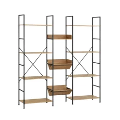 Estantería Valmont 4 niveles con 3 compartimentos negro/natural 150x125x27 cm