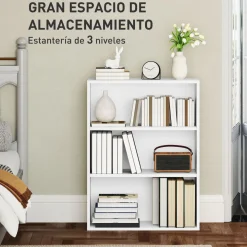 Estantería Waddles Homcom 3 niveles blanco 80x60x24 cm