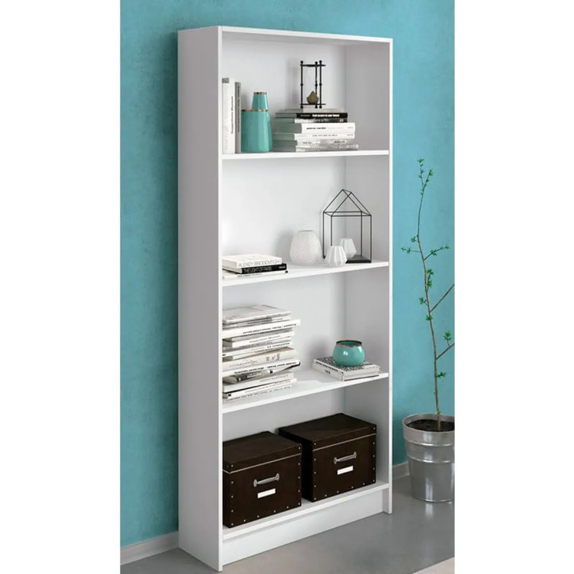 Estanteria Aura 4 Baldas Blanco 180 80 25 Cm