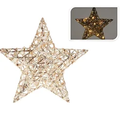 Estrella navideña 20 luces LED con temporizador automático dorado Ø30 cm
