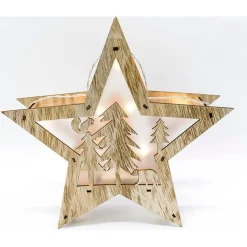 Estrella navideña bosque decorado 7 LED 32x30x6,5 cm
