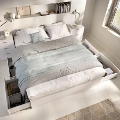Estructura de cama Alice con 4 cajones blanco 36,7x160x196,4 cm