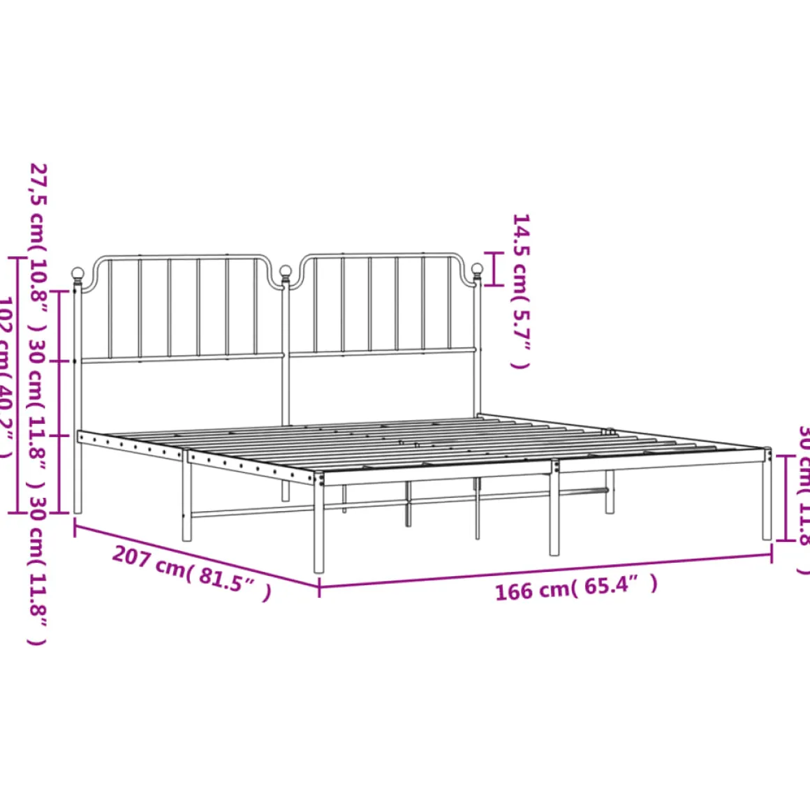Estructura de cama Bear con cabecero metal negro