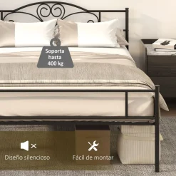 Estructura de cama Celine Homcom negro 106x158x211 cm