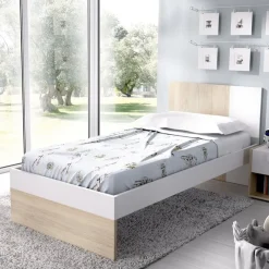Estructura de cama Dina con cabecero blanco/natural 79x96x195 cm
