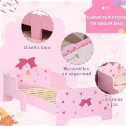 Estructura de cama infantil Dream Zonekiz anticaídas rosa 59x74x143 cm