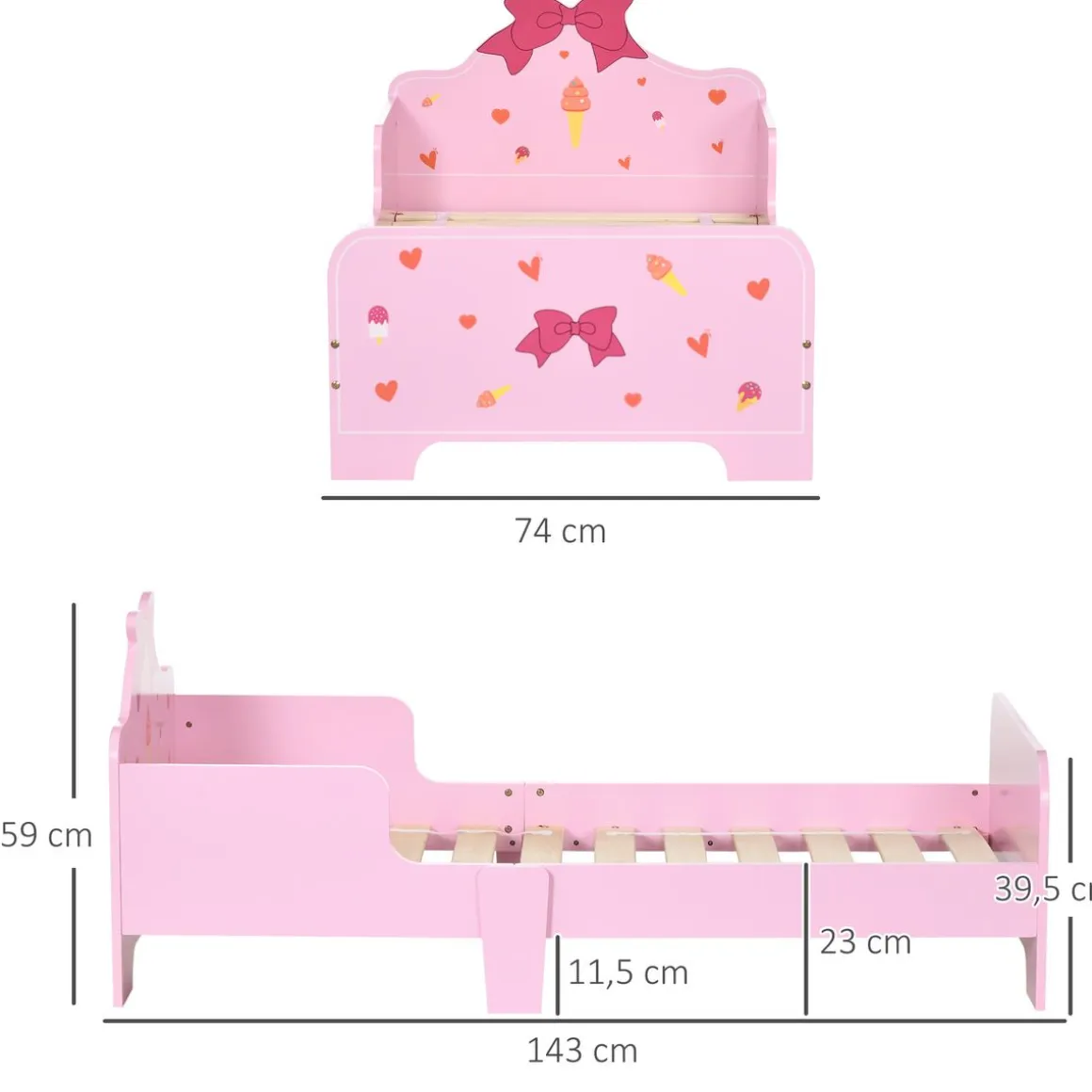 Estructura de cama infantil Dream Zonekiz anticaídas rosa 59x74x143 cm