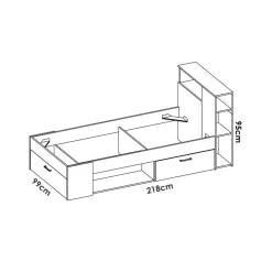 Estructura de cama Lanka con cabecero 95x217x97 cm