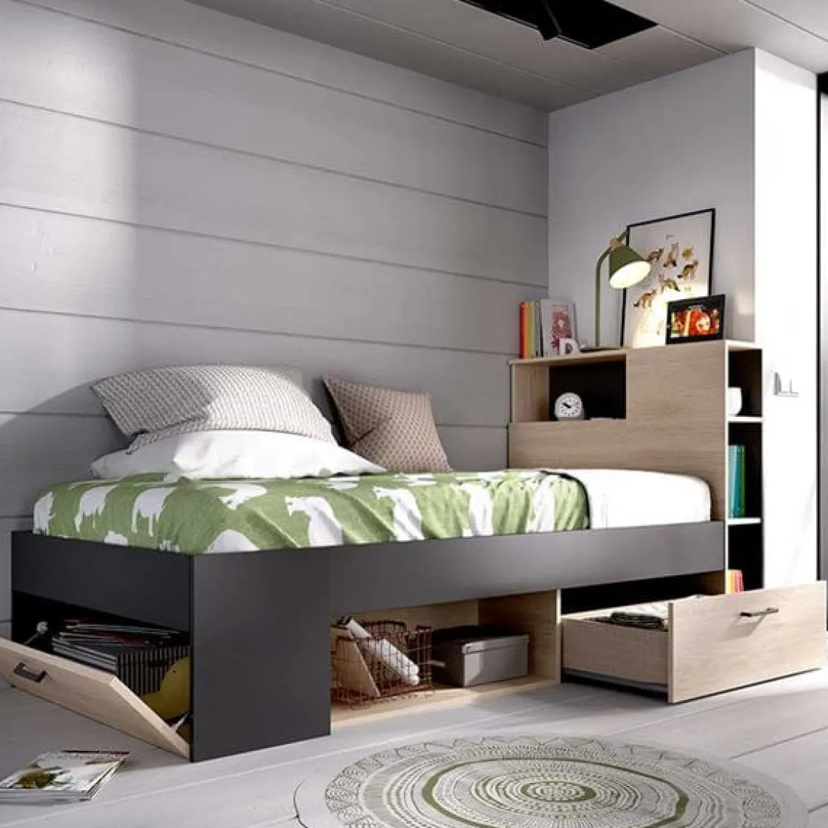 Estructura de cama Lanka con cabecero 95x217x97 cm