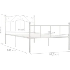 Estructura de cama metálica Pisa blanco 90x200 cm