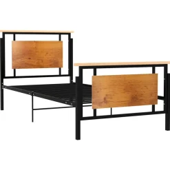 Estructura de cama metálica Prato negro/natural 90x200 cm
