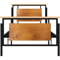 Estructura de cama metálica Prato negro/natural 90x200 cm