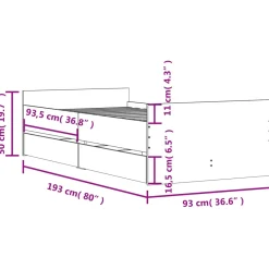 Estructura de cama Rehia 2 cajones + somier 50x93x193 cm