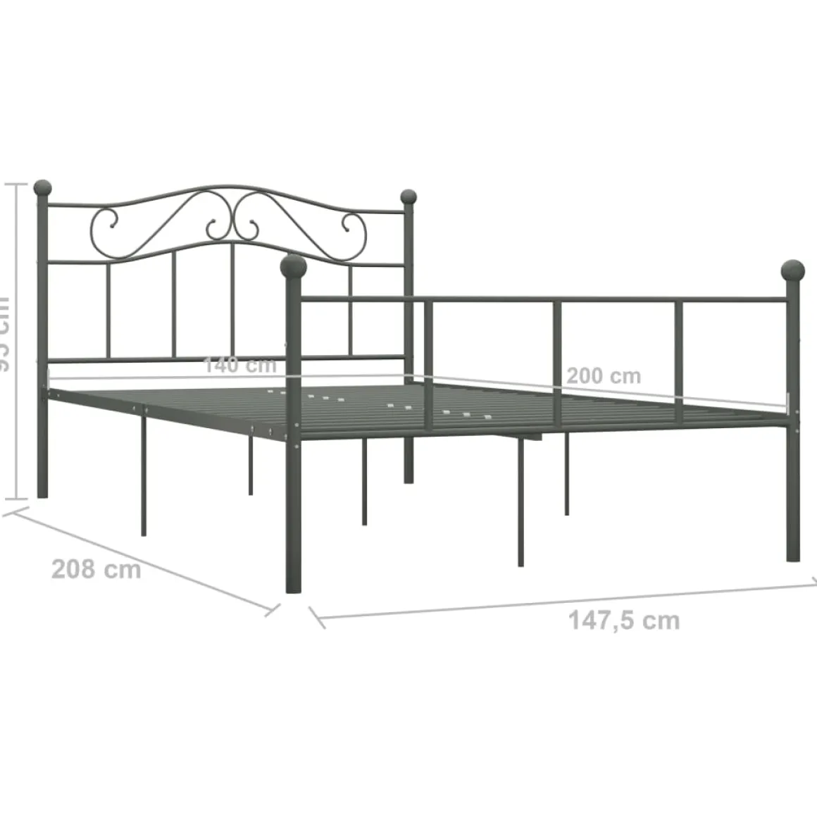 Estructura de cama River metal 95 cm