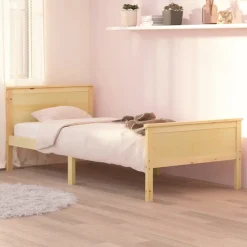 Estructura de cama Shendy madera maciza de pino natural
