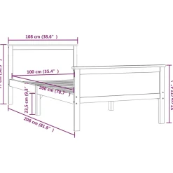 Estructura de cama Shendy madera maciza de pino natural