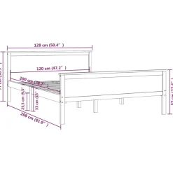 Estructura de cama Shendy madera maciza de pino natural
