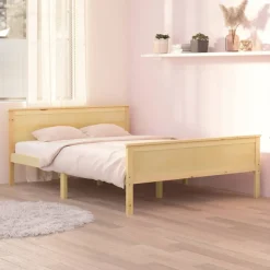 Estructura de cama Shendy madera maciza de pino natural