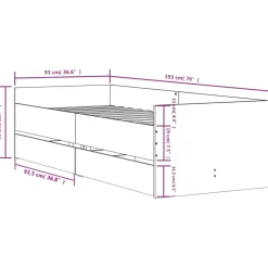 Estructura de cama Solmar 2 cajones + somier 50x93x193 cm