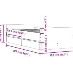 Estructura de cama Vita con 2 cajones 50 cm
